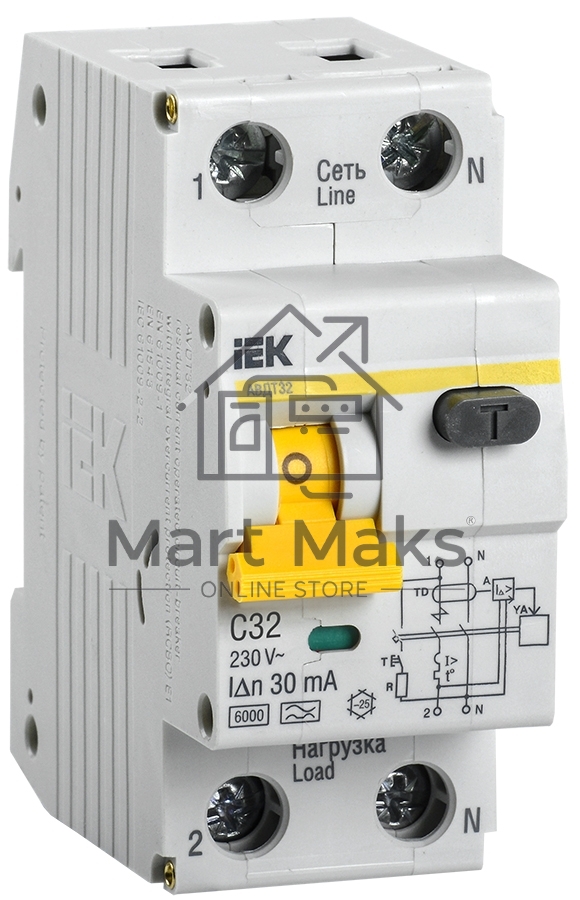 Выключатель автоматический дифференциального тока Iek MAD22-5-032-C-30 АВДТ 32 C32