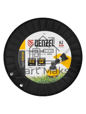 Леска для триммера Denzel двухкомпонентная квадрат, 4,0мм х 62м, на DIN катушке EXTRA CORD