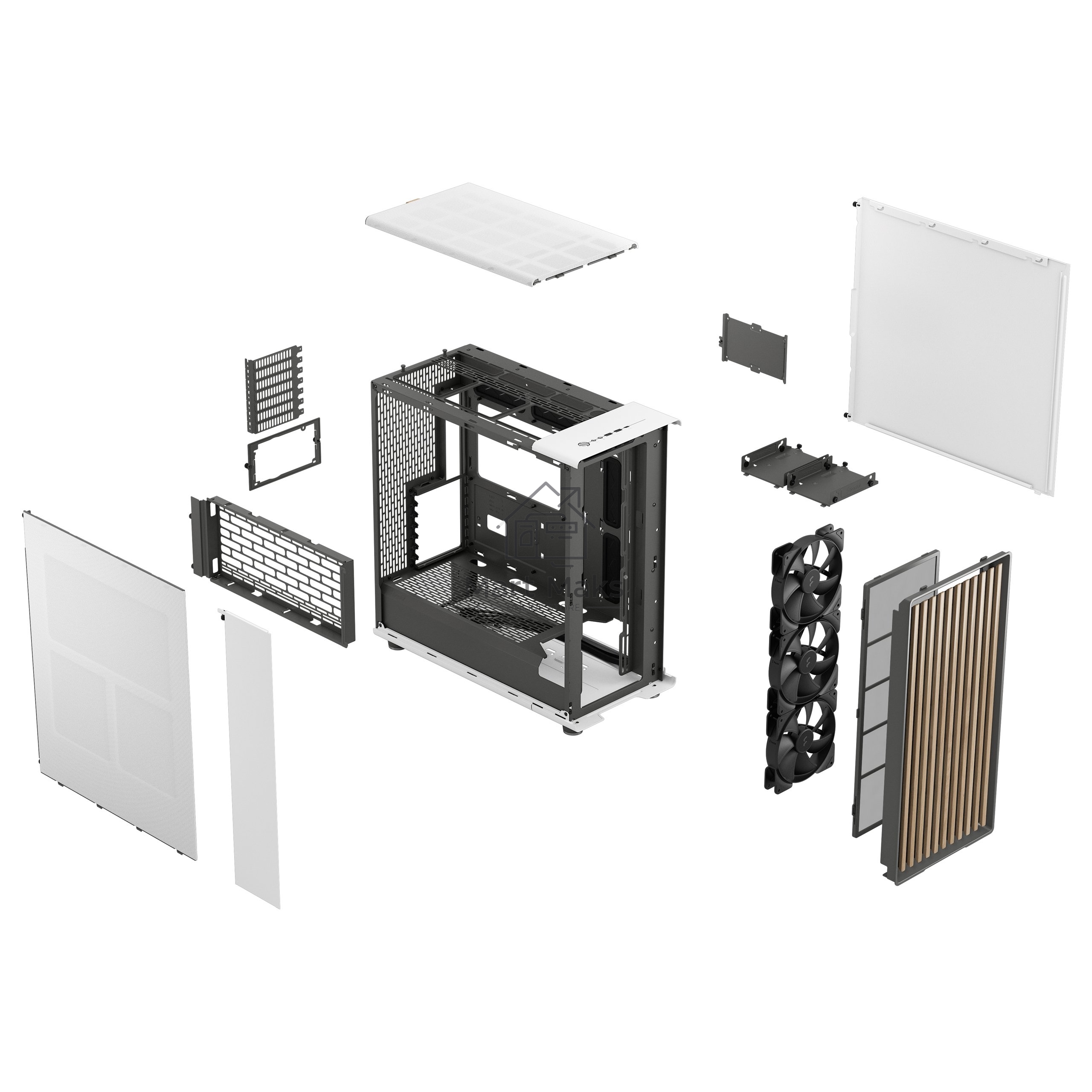 Корпус ПК без блока питания Fractal Design North XL, Full-Tower, 3x140mm, 2xUSB-A 3.2 + 1xUSB 3.2 Type-C E-ATX, ATX, mATX, mITX Wood panel, Chalk White