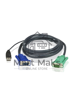 Кабель KVM ATEN 2L-5205U USB(тип А Male)+HDB15(Male) (-) SPHD15(Male) 5,0м., черный.