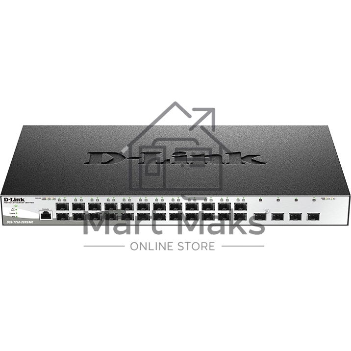 Управляемый L2 коммутатор DGS-1210-28XS/ME/B2A с 24 портами 100/1000Base-X SFP и 4 портами 10GBase-X SFP+