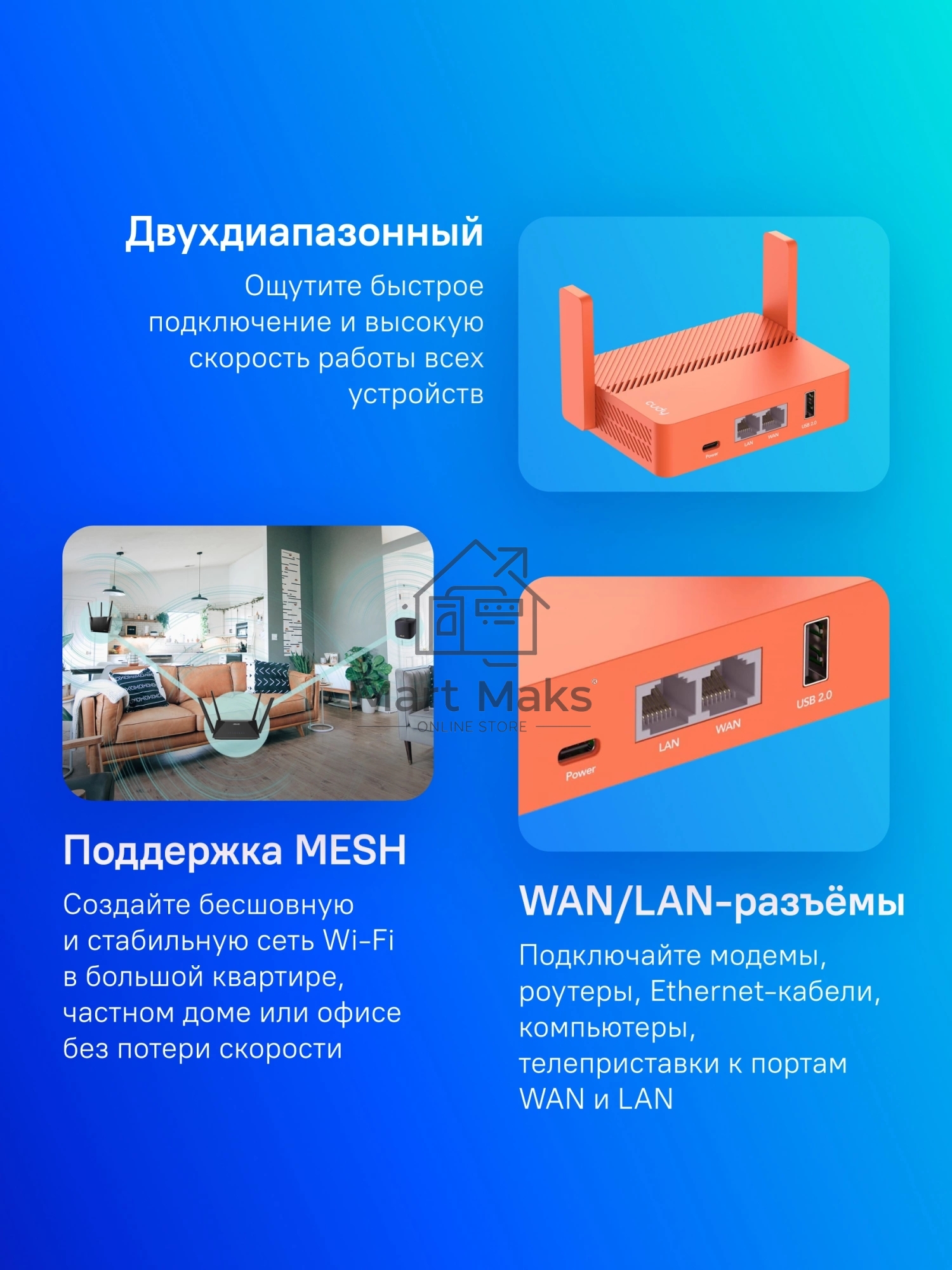 Маршрутизатор CUDY AC1200 Wireless Mini VPN Router with USB