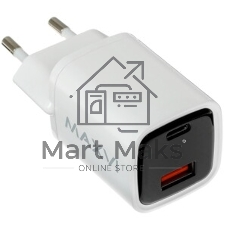 Сетевое зарядное устройство Maxvi A402PD LED 33W, 1xUSB-A, 1xUSB-C, черный