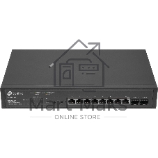 Коммутатор TP-Link JetStream 10-Port Gigabit Smart Switch with 8-Port PoE+, 8× Gigabit PoE+ Ports, 2× Gigabit SFP Slots, 802.3at/af, 150 W PoE Power, 1U 13-inch Rack-mountable Steel CaseIntegration with Omada SDN Controller, 802.1Q VLAN, STP/RSTP/MSTP, IGMP Snoopi