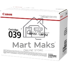 Картридж лазерный Canon Cartridge 039BK (0287C001) черный (11000 стр.) для Canon LBP351x/352x