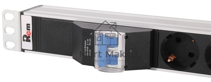 Верт блок розет Rem-16 с авт 16А 10 Shuko 10IEC60320 C19 16A алюм 33-38U 3м