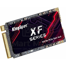 Твердотельный накопитель/ Kingspec SSD XF-1TB 2242, 1024GB, M.2(22x42mm), NVMe, PCIe 4.0 x4, R/W 4900/4600MB/s, IOPs н.д./н.д., TBW 1200, DWPD 1.07 (3 года)