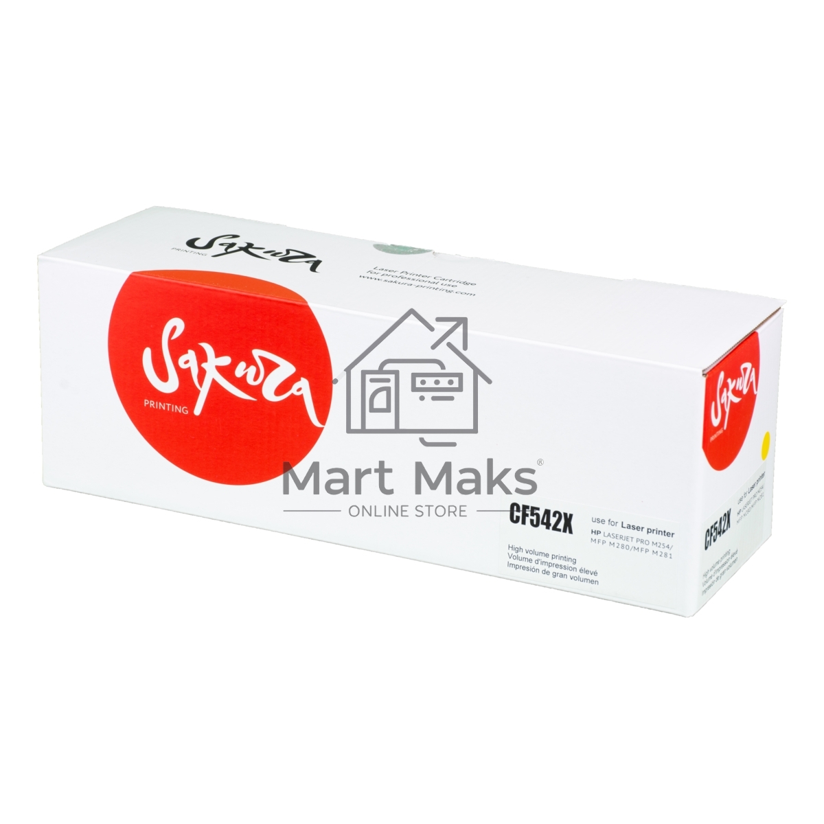 Картридж Sakura CF542X (203X) для HP M254, MFP M280/281, желтый, 2 500 к.