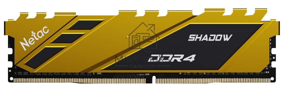 Оперативная память NETAC Shadow, DDR4, 8GB (1x8GB), 3600MHz, CL18, DIMM, с радиаторами, желтый