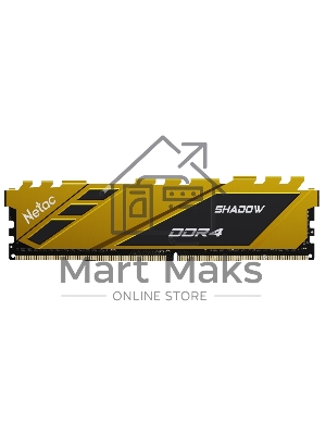Оперативная память NETAC Shadow, DDR4, 8Gb (1x8Gb), 3600MHz, CL18, DIMM, с радиаторами, желтый