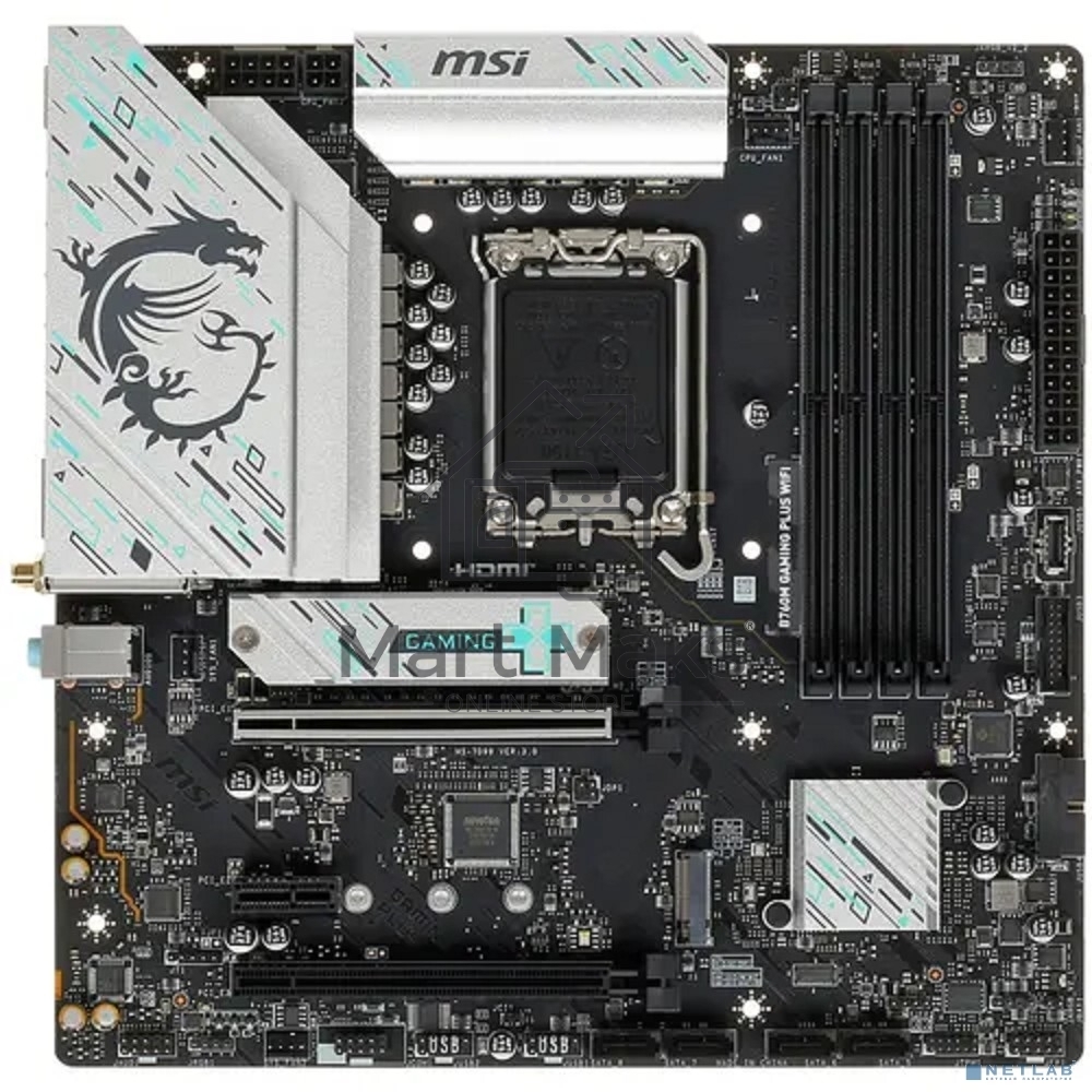 Материнская плата MSI B760M GAMING PLUS WIFI, LGA 1700, Intel B760, 4xDIMM DDR5, 4xSATA, 2xM.2, 1xPCI-E 4.0 x16, 1xPCI-E 3.0 x1, 2xHDMI, 2xDP, 1x 2.5Gb LAN, 2xUSB-A 3.2 Gen 2, 4xUSB 2.0, Micro-ATX