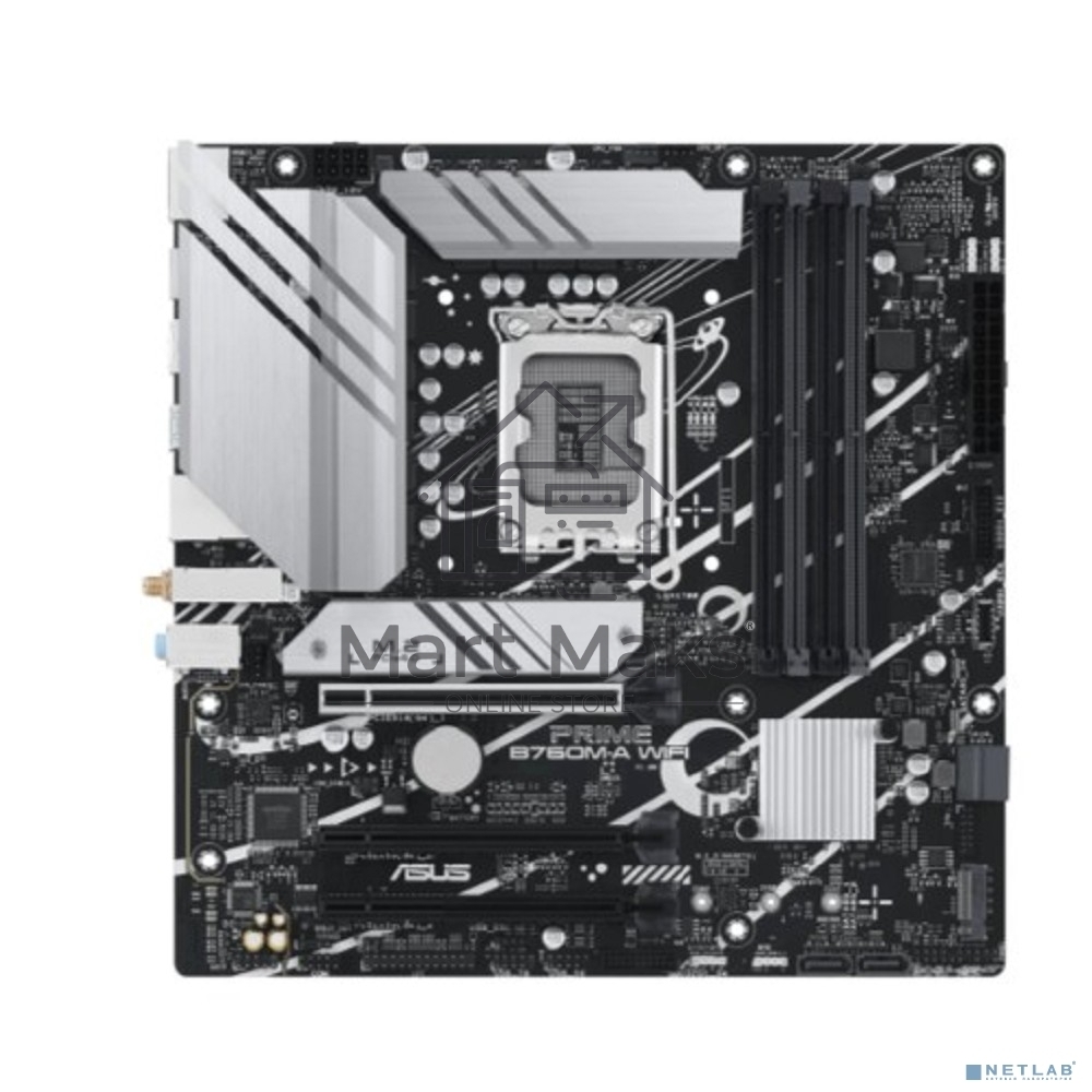 Материнская плата ASUS PRIME B760M-A WIFI, LGA 1700, Intel B760, 4xDDR5, 4xSATA, 2xM.2, 1xPCIe 4.0 x16, 1xPCIe 4.0 x4, 1xPCIe 4.0 x1, 2xHDMI, 1xDP, 1x 2.5Gb LAN, 2xUSB-A 3.2 Gen 2, 4xUSB-A 2.0, 3x3.5 мм, 7.1, mATX
