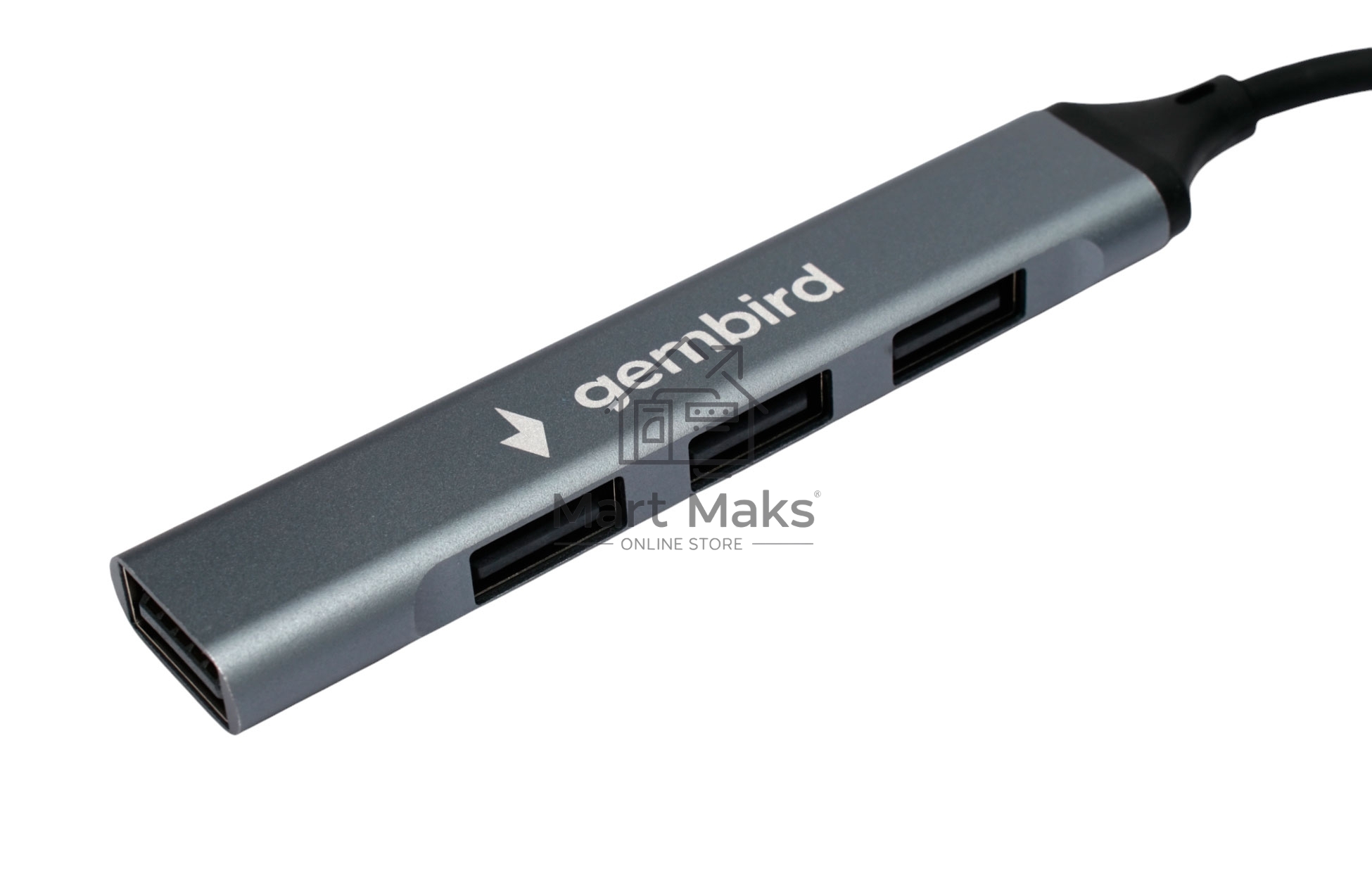 Разветвитель USB2.0 Gembird UHB-C203, 4xUSB2.0, кабель USB 10см, алюминий, пакет