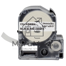 Картридж ленточный Cactus CS-LK6WBN черный, 24мм, 9м для Epson LW700/LW600P/LW1000P/Z700/Z900