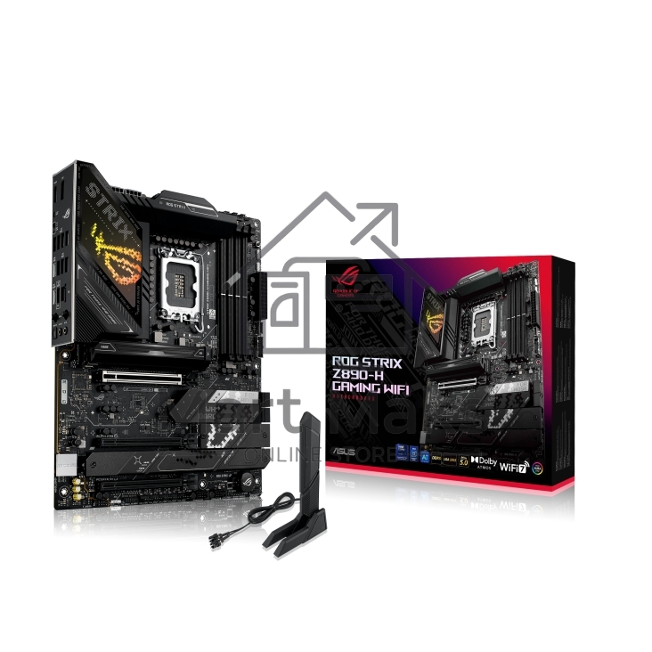 Материнская плата ASUS ROG STRIX Z890-H GAMING WIFI, LGA1851, Intel Z890, 4xDDR5, 4xSATA, 4xM.2, 1xPCIe 5.0 x16, 2xPCIe 4.0 x16, 1xDP, 1xHDMI, 1x5Gb LAN, Wi-Fi 7, 2xUSB 2.0, 4xUSB 3.2 Gen 1, 4xUSB 3.2 Gen 2, 2xUSB 3.2 Gen 2x2, 1xUSB-C, 1xS/PDIF, 2x3.5 мм,