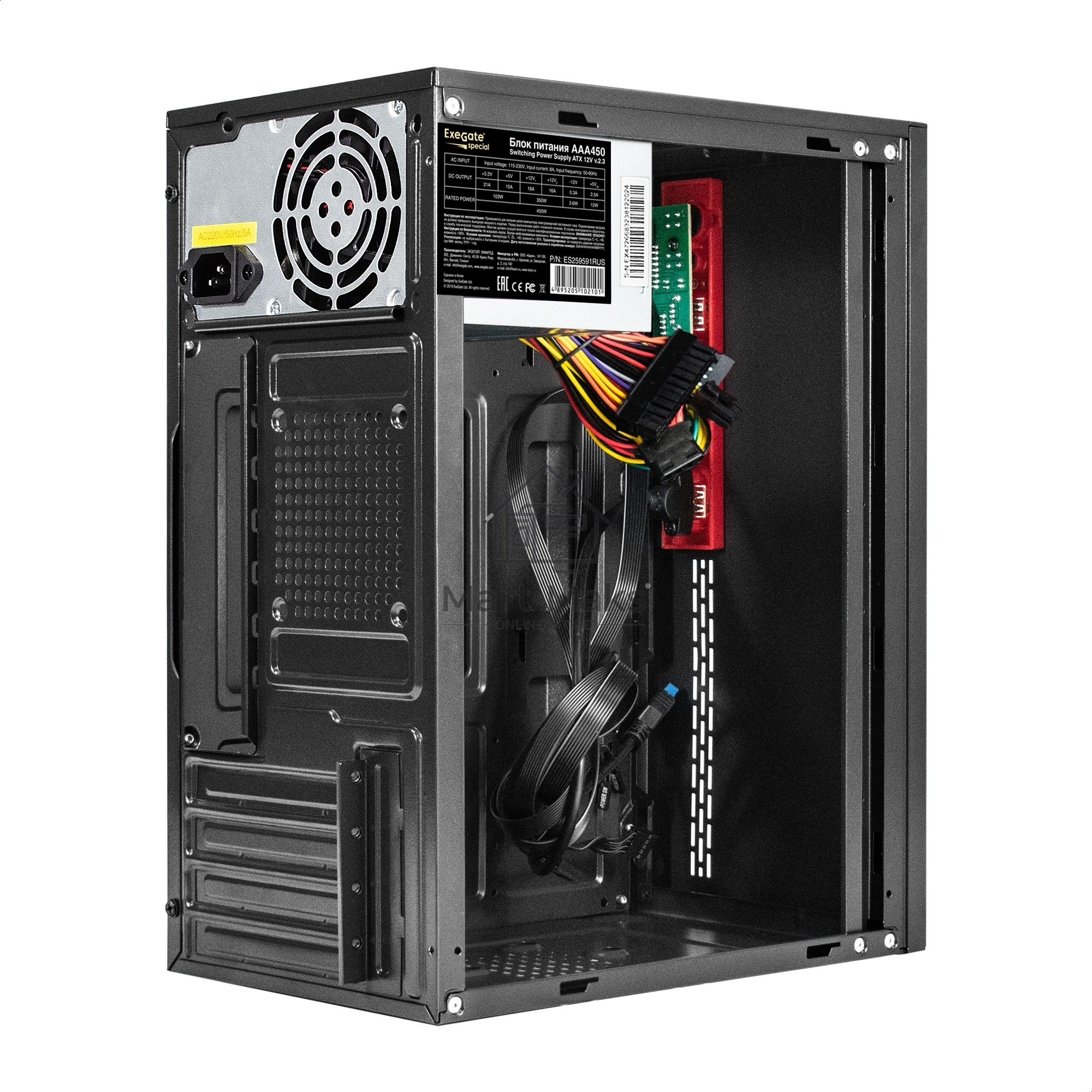 Компьютерный корпус Minitower ExeGate BAA-403U2-AAA450 (mATX, БП AAA450 с вент. 8см, 1*USB+2*USB3.0, HD Audio, черный)