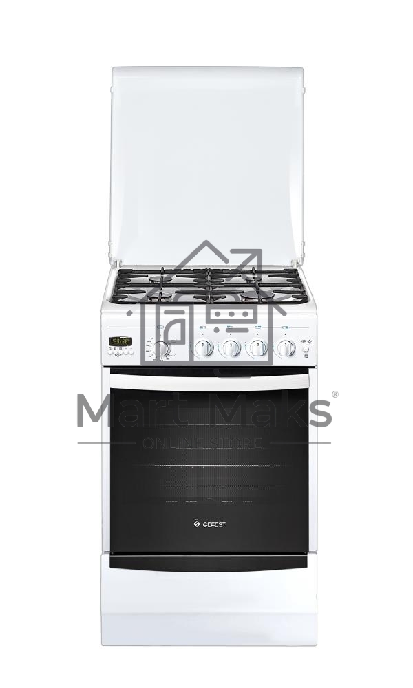 Плита газовая Gefest ПГ 5100-04 белый, конфорок 4 шт, духовка 52 л, 50 см x 85 см x 58.5 см