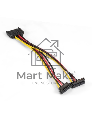 Кабель питания SATA ExeGate EX-CC-SATAM2F-0.15A (15pin M/2x15pinF, угловые разъемы, 0,15м)
