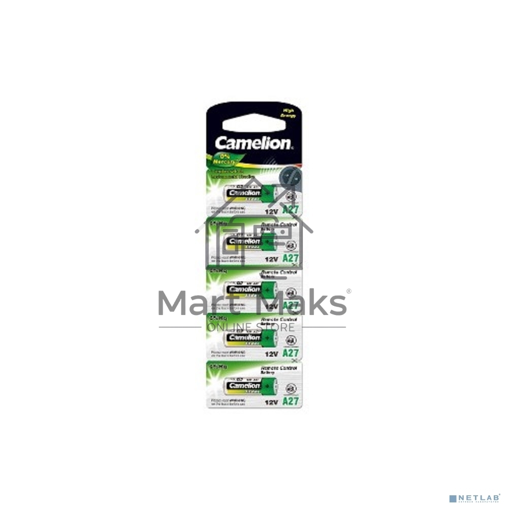 Батарейка Camelion LR27A BL-5 Mercury Free (A27-BP5, 12В) (5шт. в уп-ке)