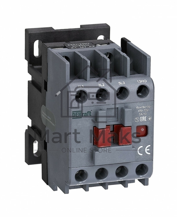 Контактор 9А 220В/230В АС3 АС4 1НО КМ-102 DEKraft