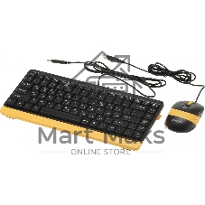 Комплект клавиатура+мышь A4Tech FStyler F1110 проводной, USB, 2000 DPI, чёрный/жёлтый