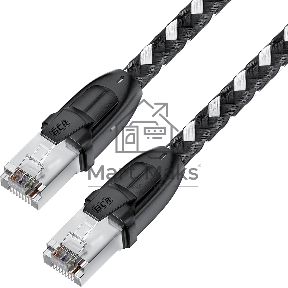 Патч-корд GCR PROF прямой 5.0m, UTP медь кат.6, STRONG черно-белый нейлон, ethernet high speed 10 Гбит/с, T568B, GCR-52779