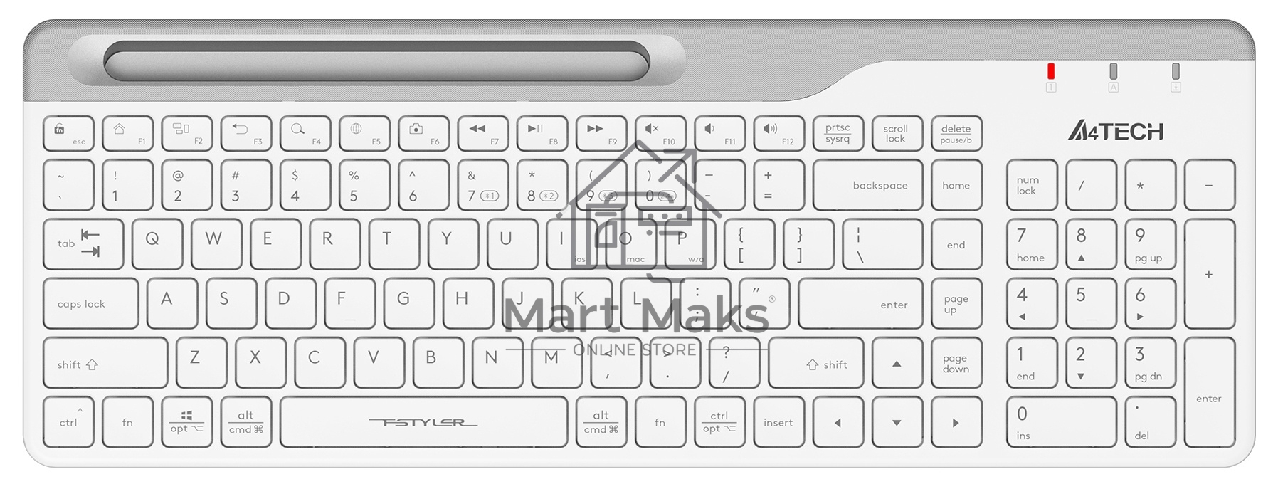 Клавиатура A4Tech Fstyler FBK25 беспроводная, USB, Bluetooth/Радиоканал, белый/серый