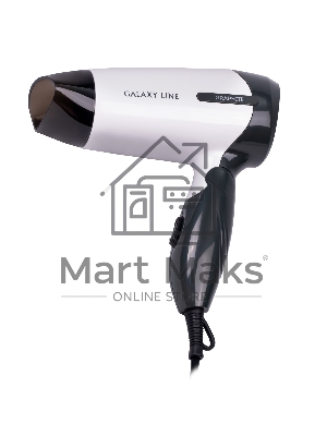Фен для волос Galaxy Line GL 4344, белый, 1400 Вт, 2 скорости потока воздуха, складная ручка, подвесная петля