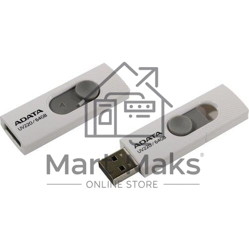 Флешка USB R/W ADATA R/W 64GB ADATA UV220, USB 2.0, белый/серый