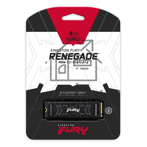 Накопитель SSD Kingston Fury Renegade, 4Tb, PCIe 4.0 x4, M.2 2280, NVMe, R/W 7300/7000, с радиатором