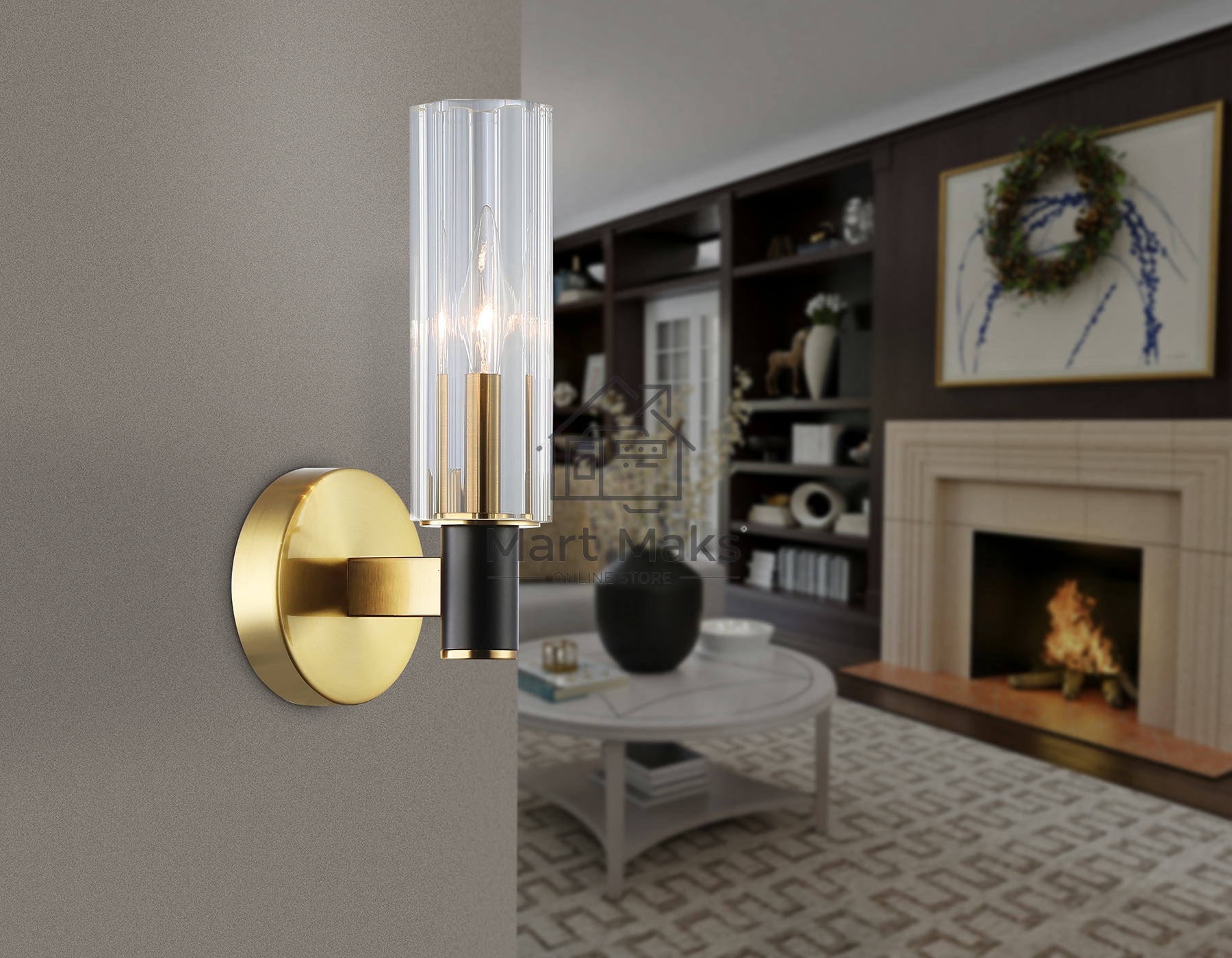Настенный светильник Ambrella light LH55517 BK/BS/CL черный/латунь/прозрачный E14 max 40W 120*100*250