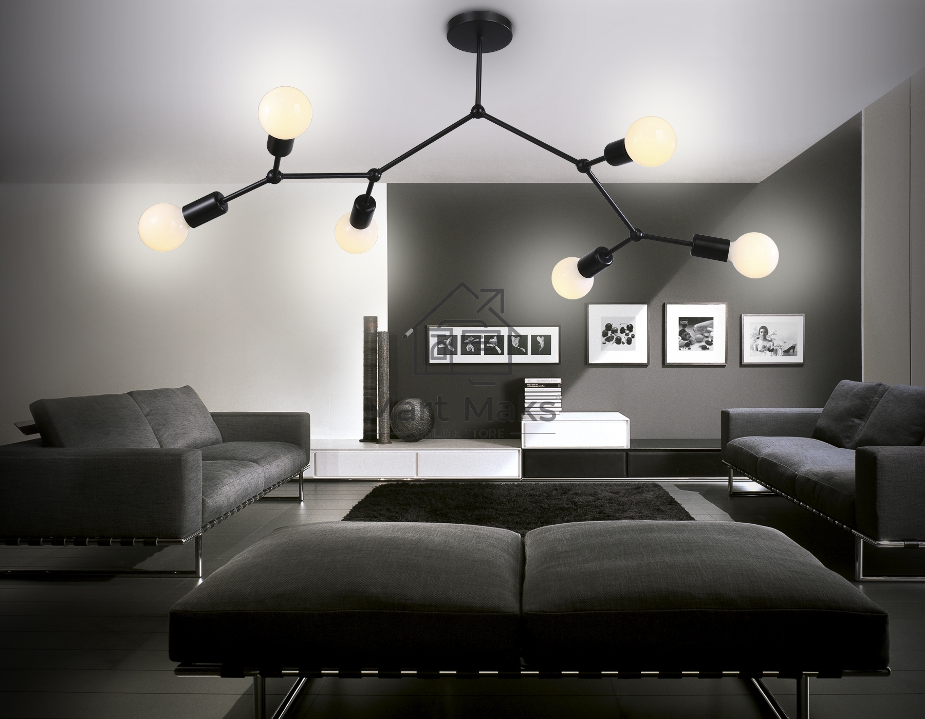 Светильник Ambrella light TR8036/6 BK черный E27*6 max 40W D670*590