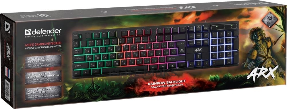 Клавиатура Defender Arx GK-196L RU проводная, USB, черный