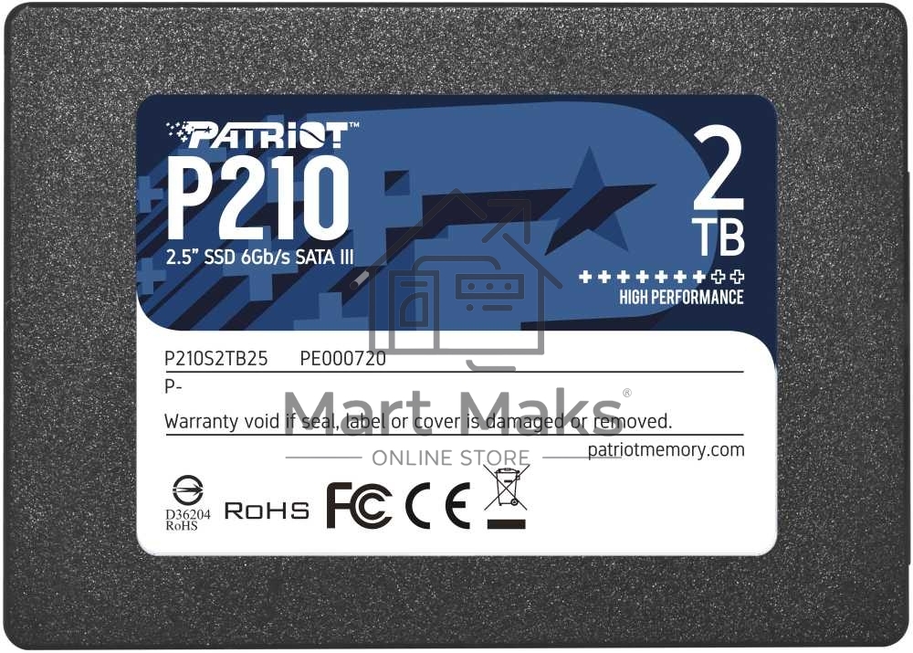 Накопитель SSD Patriot P210, 2TB, SATA III, 2.5