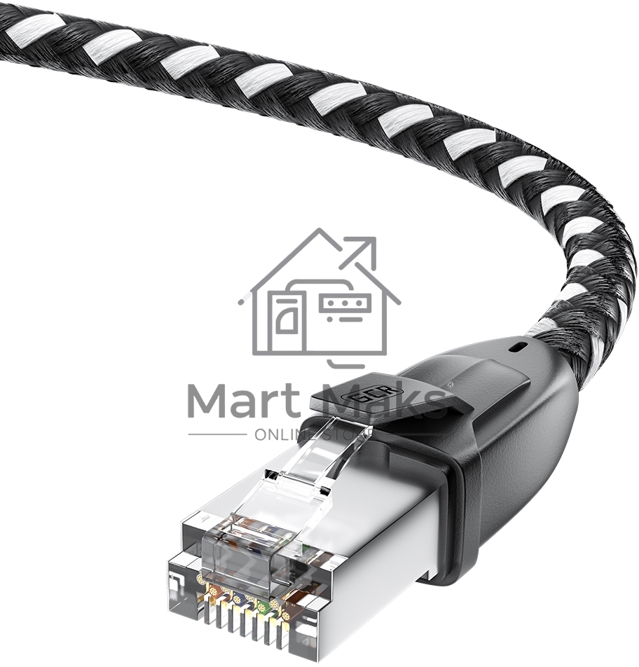 Патч-корд GCR PROF прямой 5.0m, UTP медь кат.6, STRONG черно-белый нейлон, ethernet high speed 10 Гбит/с, T568B, GCR-52779