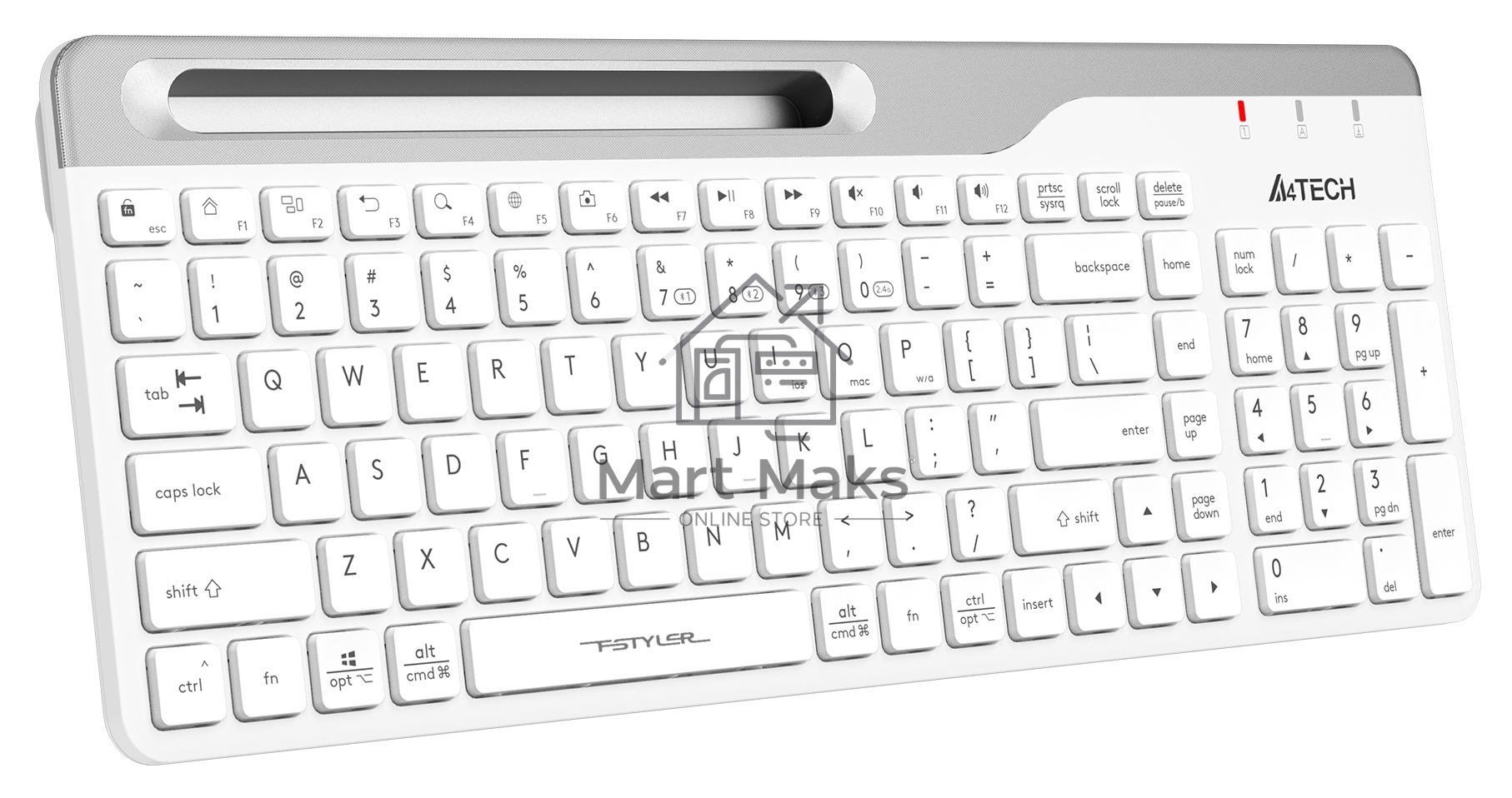 Клавиатура A4Tech Fstyler FBK25 беспроводная, USB, Bluetooth/Радиоканал, белый/серый