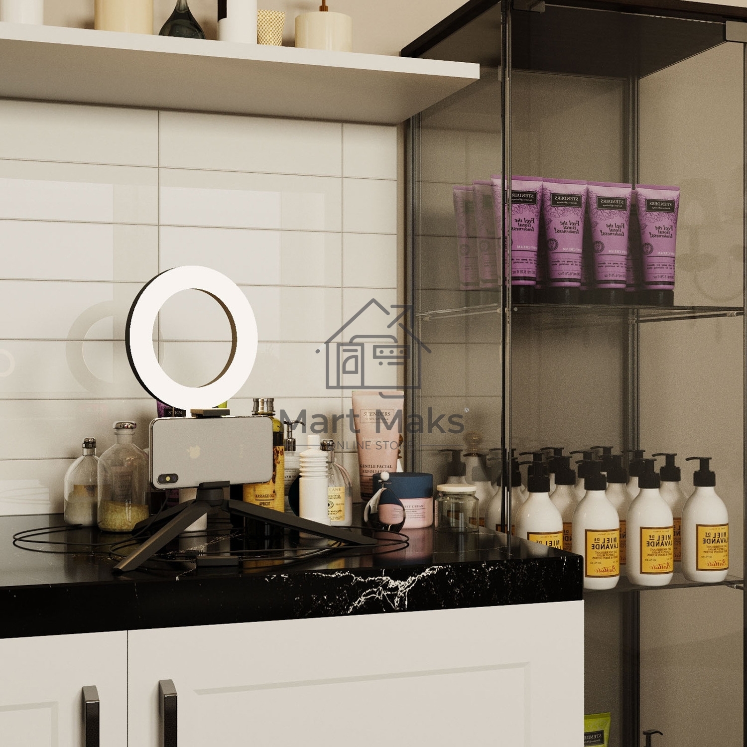 Светильник кольцевой Gauss 10W 600lm 3000-6500K 5V USB IP20 160x23мм черный дим, пульт LED 8