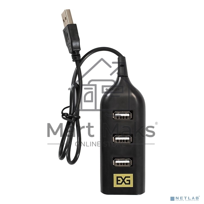Хаб USB (концентратор) ExeGate EX293976RUS DUB-42 (кабель-адаптер USB2.0 --> 4xUSB2.0, Plug&Play, черный)