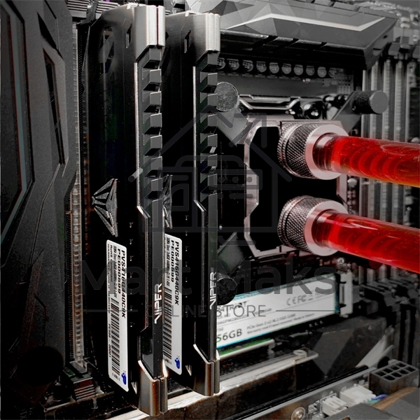 Оперативная память Patriot Viper Steel, DDR4, 8GB (2x4GB), 3200MHz, CL16, DIMM, с радиатором, черный