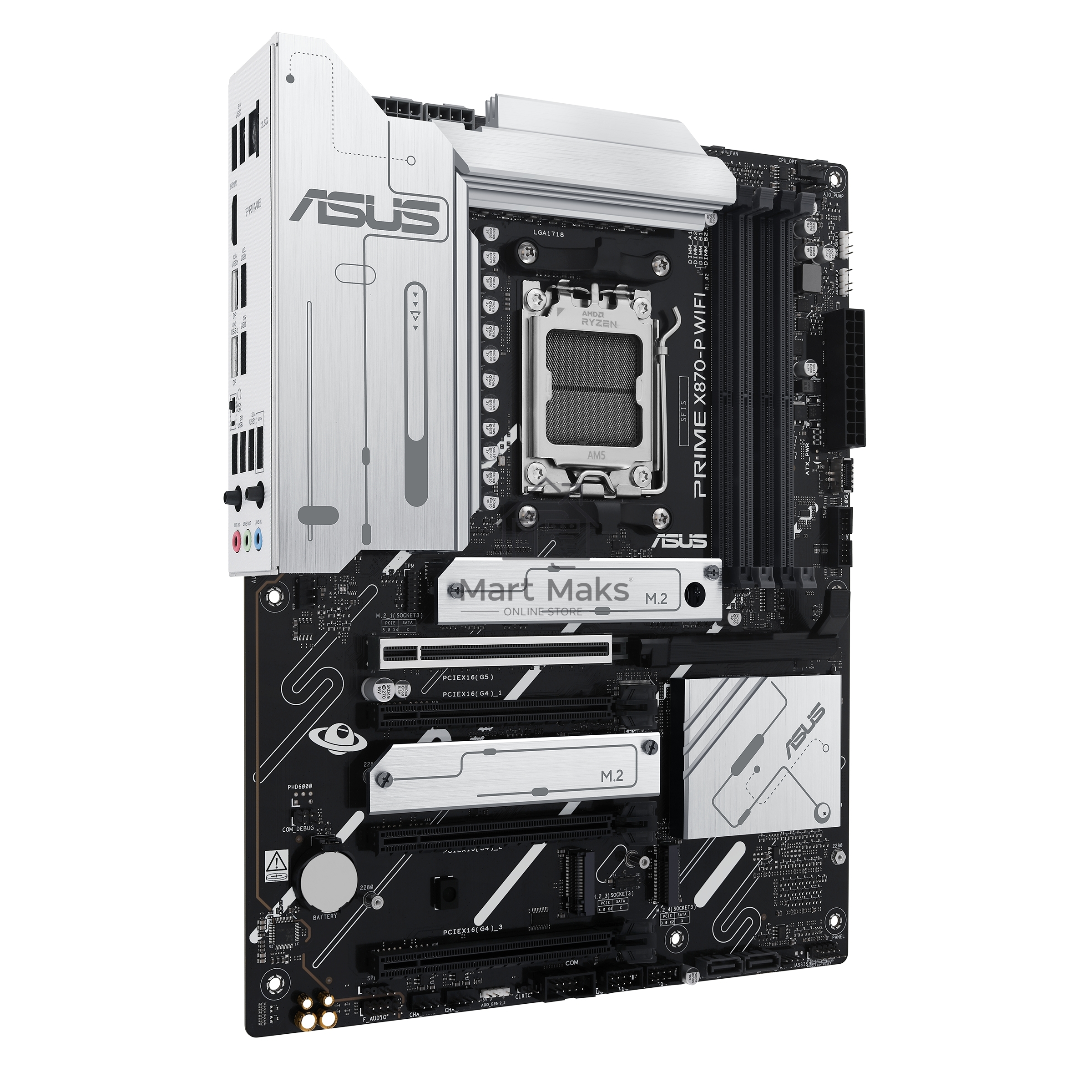 Материнская плата ASUS PRIME X870-P WIFI, AM5, AMD X870, 4xDDR5, 2xSATA, 4xM.2, 1xPCI-E 5.0 x16, 2xPCI-E 4.0 x1, 1xHDMI, 2xUSB-C, 1x 2.5Gb LAN, 4xUSB-A 3.2 Gen 1, 1xUSB-A 3.2 Gen 2, 4xUSB-A 2.0, 3x3.5 мм, 7.1, 1xWi-Fi 7, ATX
