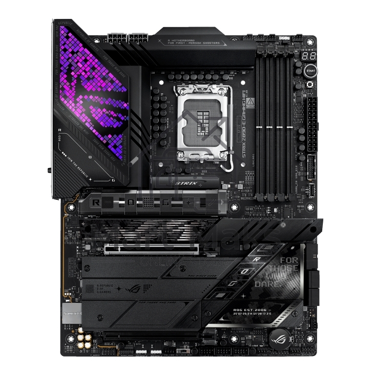 Материнская плата ASUS ROG STRIX Z890-E GAMING WIFI, LGA 1851, Intel Z890, 4xDDR5, 4xSATA, 7xM.2, 1xPCIe 5.0 x16, 1xPCIe 4.0 x16, 1xHDMI, 1xDP, 2xUSB-C Thunderbolt 4, 7xUSB-A 3.2 Gen 2, 3xUSB-A 3.2 Gen 1, 2xUSB-C 3.2 Gen 2x2, 1x 5Gb LAN, 2x3.5 мм, 7.1, AT