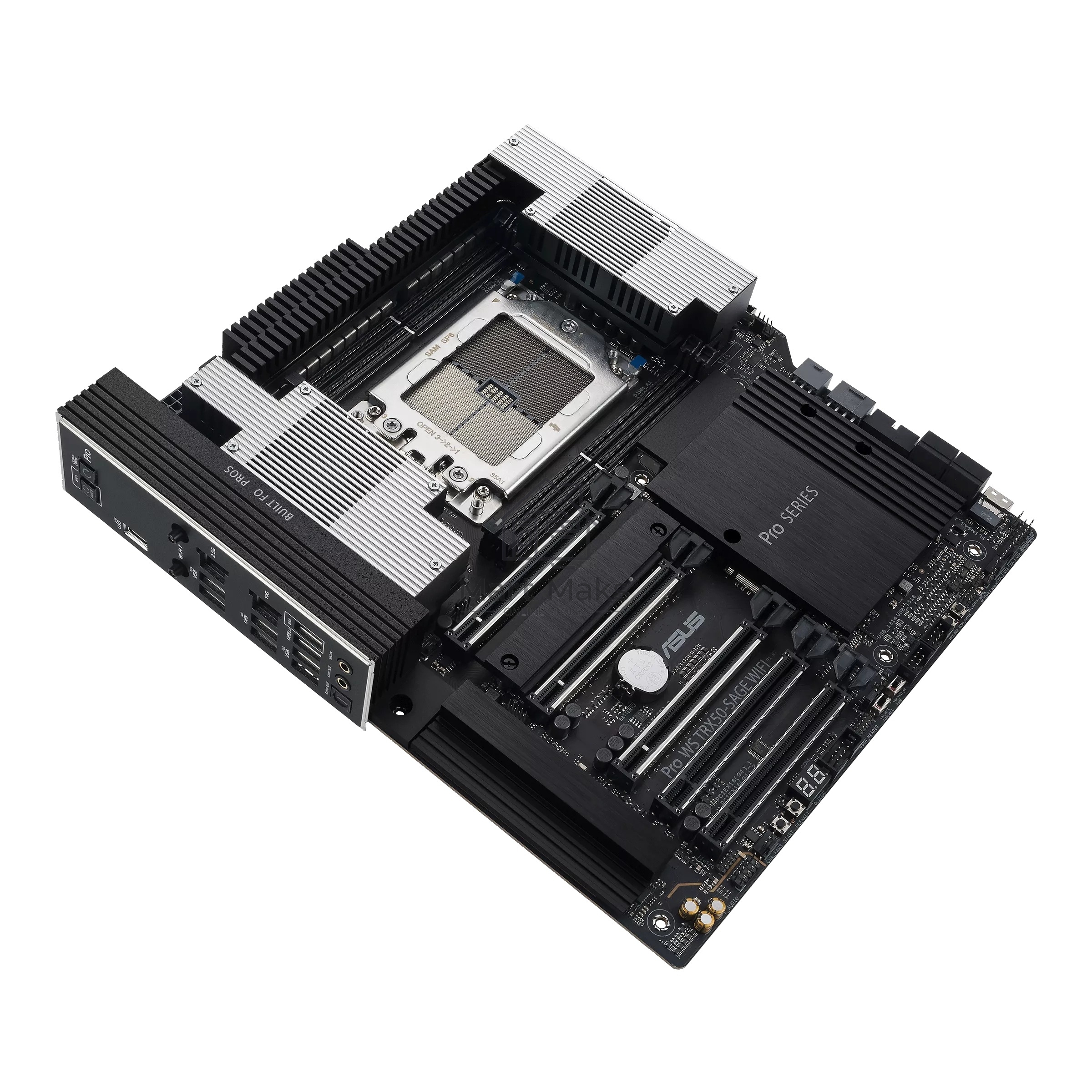 Материнская плата ASUS Pro WS TRX50-SAGE WIFI, sTR5, AMD TRX50, 4xDDR5, 4xSATA, 3xM.2, 1xSlimSAS, 1xPCI-E 5.0 x8, 1xPCI-E 4.0 x16, 1xPCI-E 4.0 x4, 2x 10Gb LAN, 2xUSB-A 2.0, 6xUSB-A 3.2 Gen 2, 1xUSB-C 3.2 Gen 2x2, 2x3.5 мм, 5.1, E-ATX