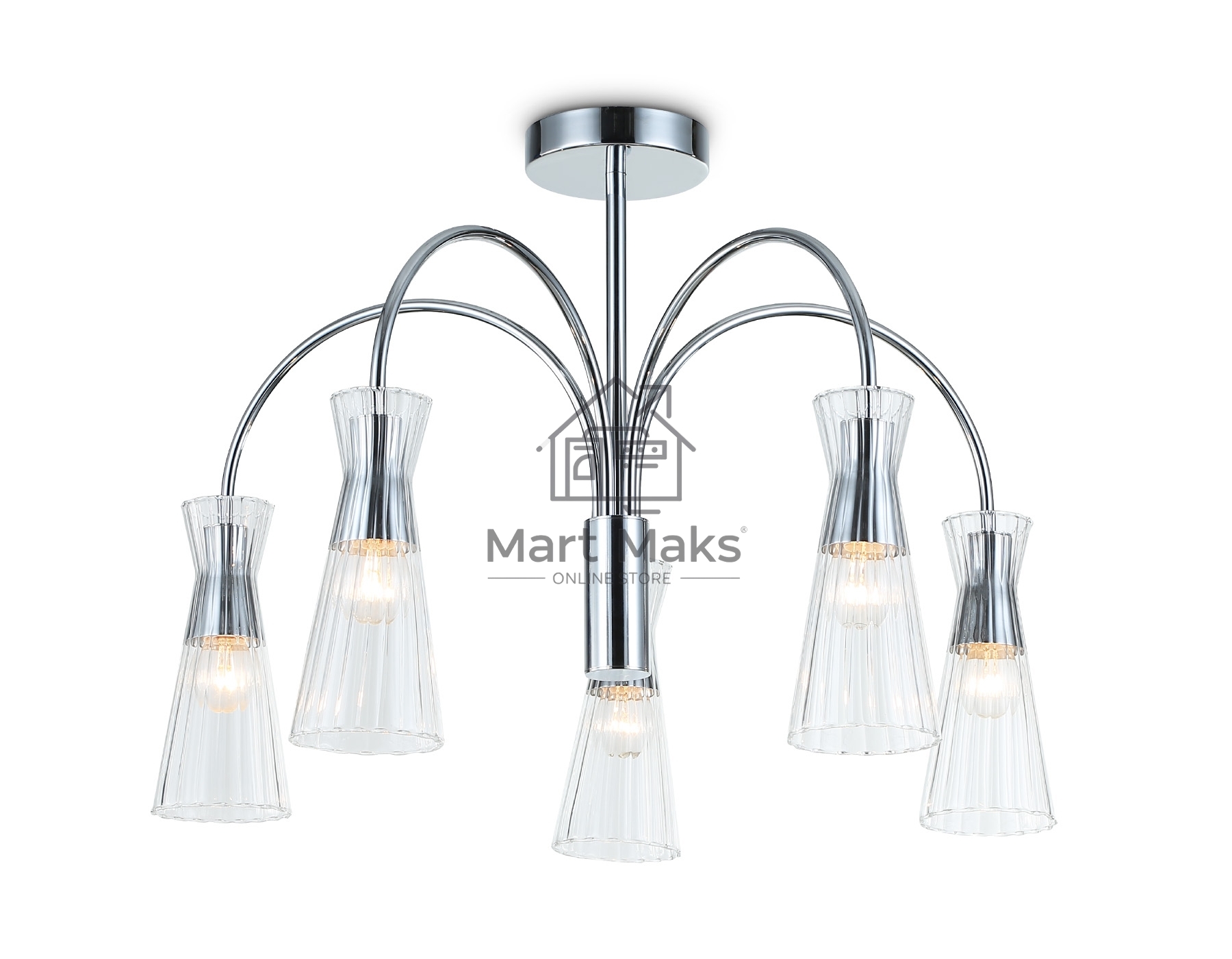 Люстра Ambrella light LH55651/5 СH/CL хром/прозрачный E14*5 max 40W D600*440