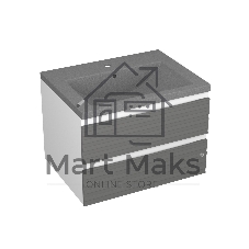 Тумба под раковину Bau Stil Loft grey brushed, раковина кварцевая BAU Stil 58, серый металлик, смеситель Hotel Black, черный