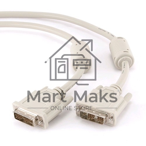 Кабель DVI-D single link Gembird/Cablexpert CC-DVI-6C, 19M/19M, 1.8м, серый, экран, феррит.кольца, пакет
