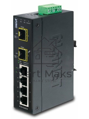 КоммутаторIGS-620TF индустриальный неуправляемыйIP30 Industrial 4-Port 10/100/1000T + 2-Port 100/1000X SFP Gigabit Switch (-40 to 75 degree C)