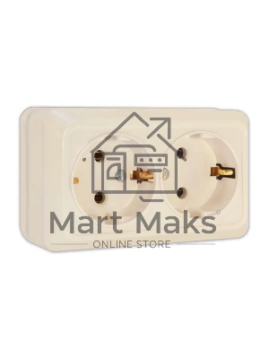 Розетка 2-м ОП Олимп 16А с заземл. беж. UNIVersal Б-О0128