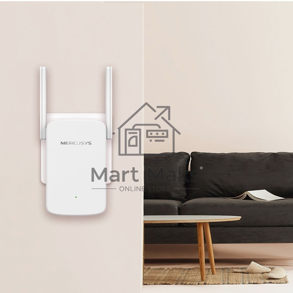 Усилитель сигнала Mercusys ME30 AC1200 Wi-Fi Range Extender, 300 Mbps at 2.4 GHz + 867 Mbps at 5 GHz, 1 x 10/100 LAN, 2× Fixed External Antennas, Wall Plugged, WPS/Reset Button, Signal Indicator, Range Extender/Access Point mode, Adaptive Path Selection