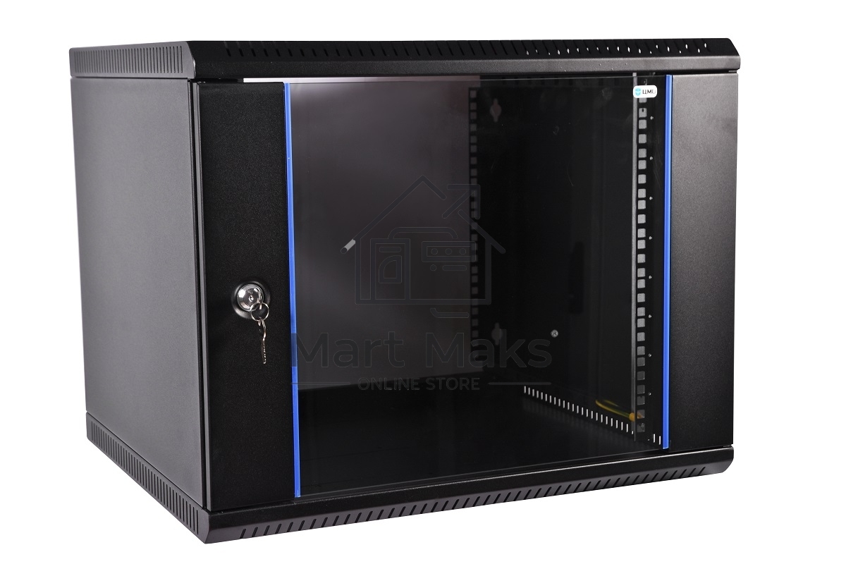 Шкаф телекомм. настенный разборный 15U (600х650) дверь стекло, черный