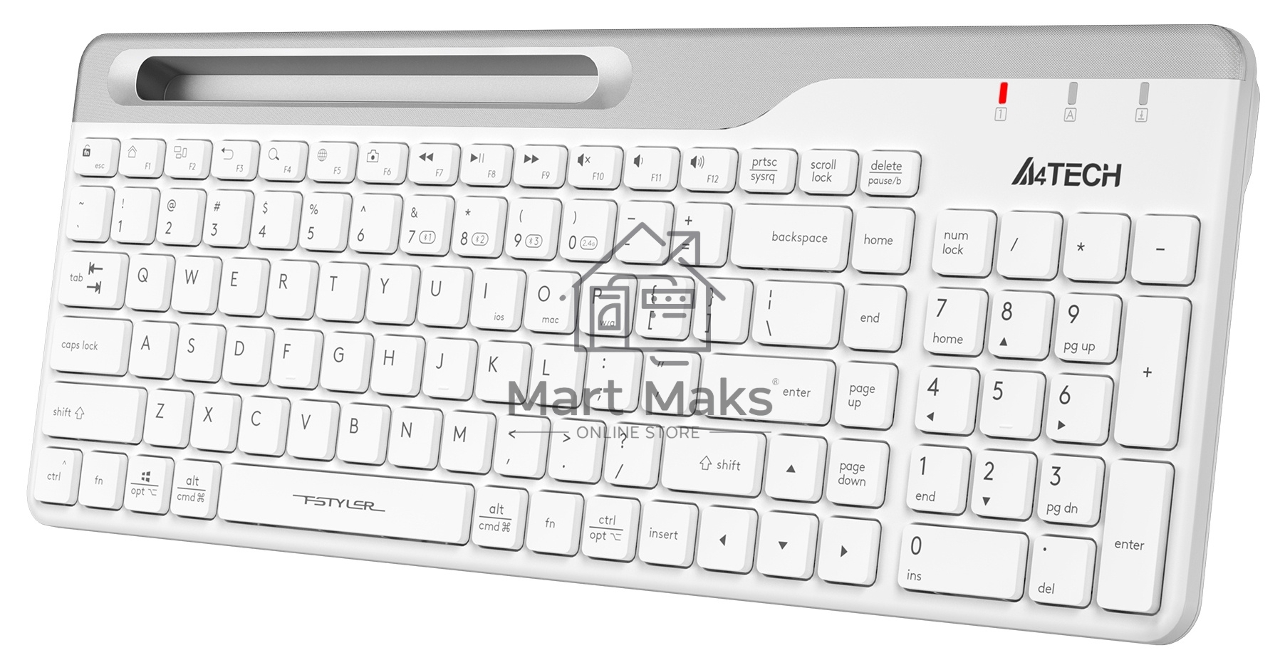 Клавиатура A4Tech Fstyler FBK25 беспроводная, USB, Bluetooth/Радиоканал, белый/серый